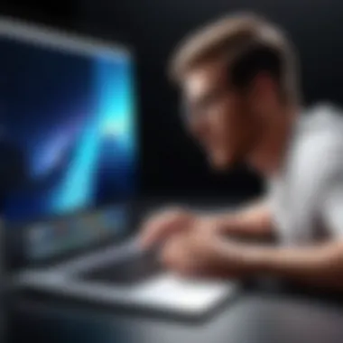 Enhanced User Experience User interacting with the MacBook Pro, illustrating enhanced user experience