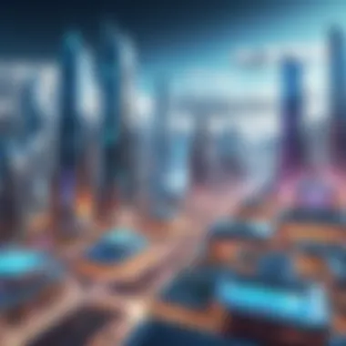 A futuristic cityscape highlighted in a mobile game with impressive graphical fidelity