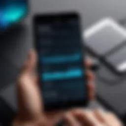 A user enjoying music offline on a smartphone