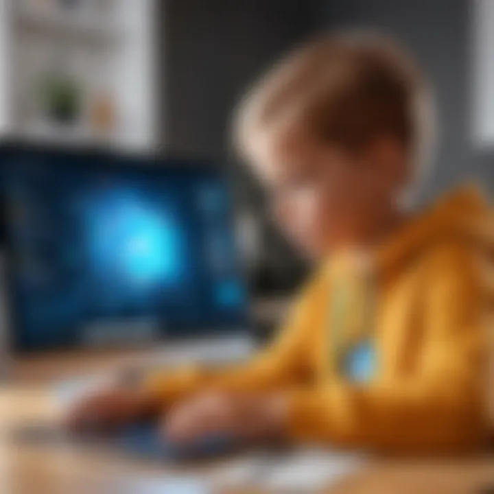 An illustration of a child browsing safely online with parental controls in place.