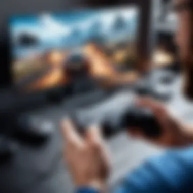 Seamless Gaming Experience A user enjoying a seamless gaming experience with a controller and mobile device
