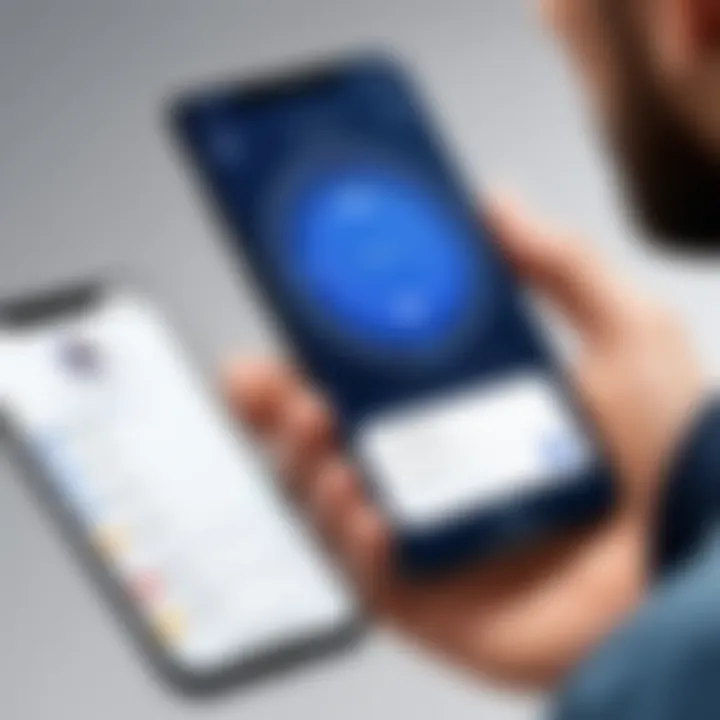 A user interacting with a smartphone app for tracking
