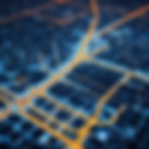 A visualization of GPS technology in urban navigation.