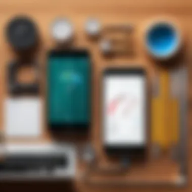 Traditional Measuring Tools vs. iPhone Apps Traditional measuring tools alongside an iPhone