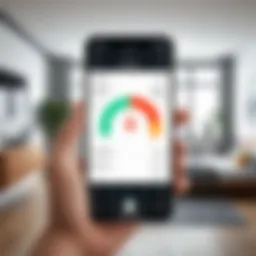A user measuring a room with an iPhone app