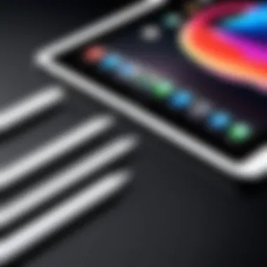 The Sleek Design of Apple Pencil and iPad Mini A close-up view of the Apple Pencil alongside the iPad Mini highlighting their sleek design.