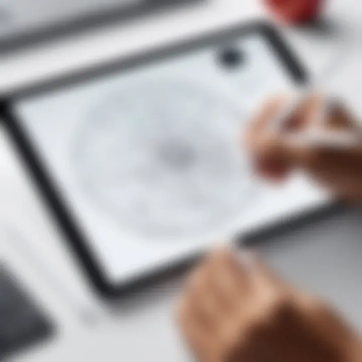 An individual using the Apple Pencil on the iPad Mini, showcasing creative applications.
