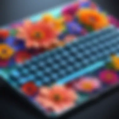 Floral-themed iPad keyboard with vibrant colors