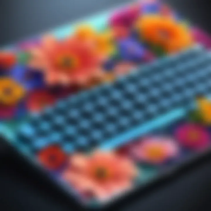 Floral-themed iPad keyboard with vibrant colors