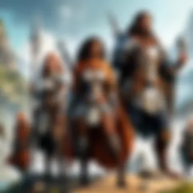 Diverse Characters in a Fantasy Realm A visual representation of diverse RPG characters exploring a fantasy world