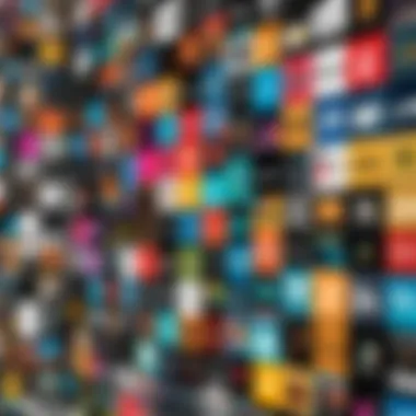A variety of music genres represented through colorful album covers.