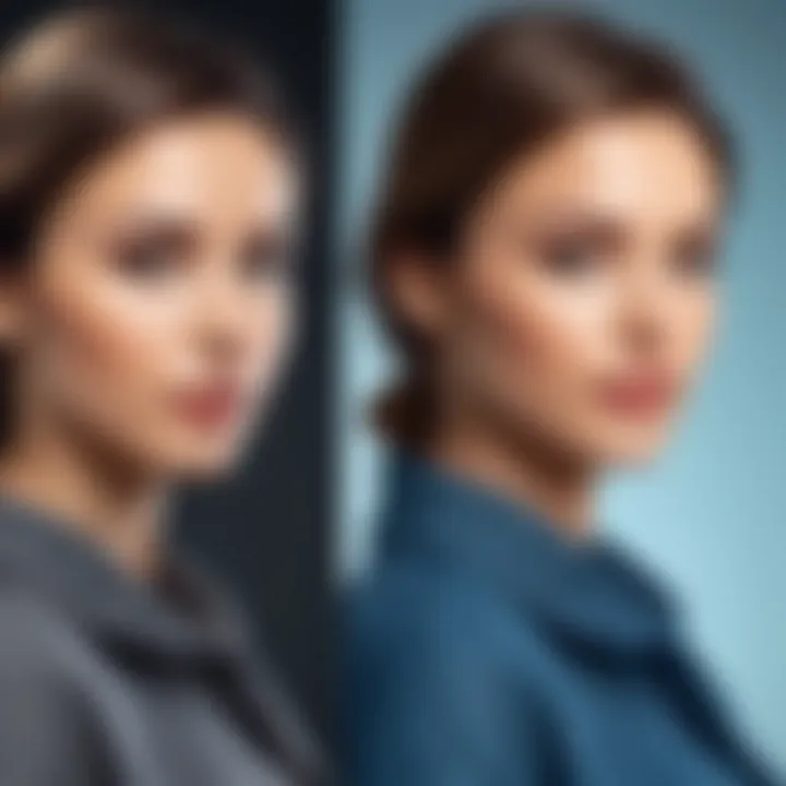 Visual representation of photo enhancement before and after using an editor