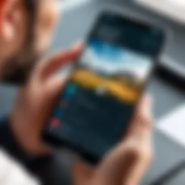 User Engagement with Photo Editing Application User interacting with a mobile photo editing app