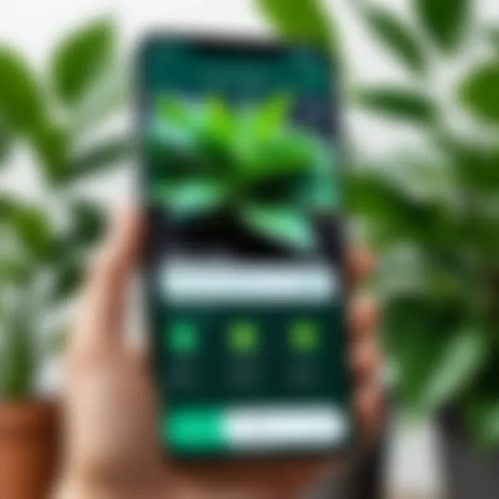 A user-friendly plant care application interface on a smartphone screen