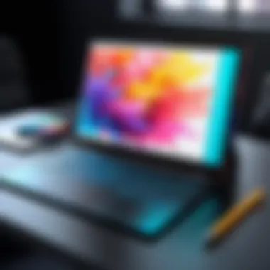 Illustration showcasing a digital sketchpad with vibrant colors