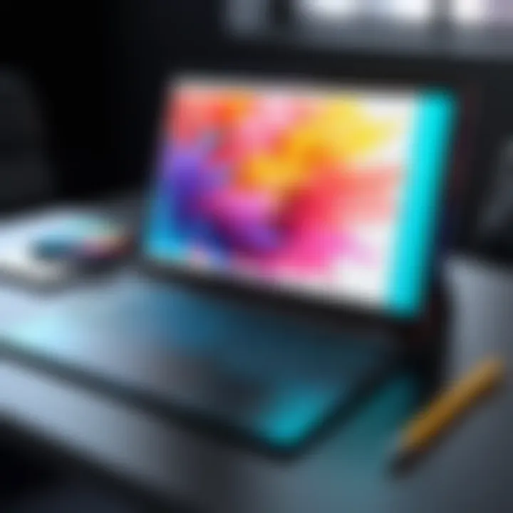 Illustration showcasing a digital sketchpad with vibrant colors