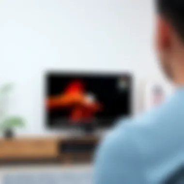 Close-up of a smart TV displaying a video playback in a web browser