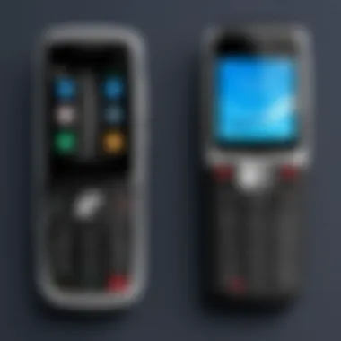 A side-by-side comparison of a traditional smartphone and a contemporary flip phone.