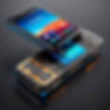 Technological Features of Flip Phones Technological features of next-gen flip phones displayed on a vibrant touchscreen.