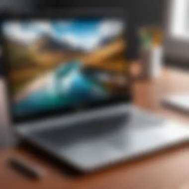 Chromebook with Video Editing Software A sleek Chromebook displaying a video editing software interface.