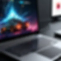 A sleek MacBook displaying an exciting video game interface