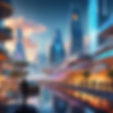 A futuristic concept art depicting the potential future of MMO gaming.