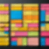 Digital interface showcasing Windows Post-it Notes with vibrant colors