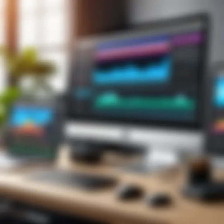 Dynamic interface showcasing video editing tools