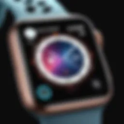 A vibrant display of fitness gaming interface on the Apple Watch