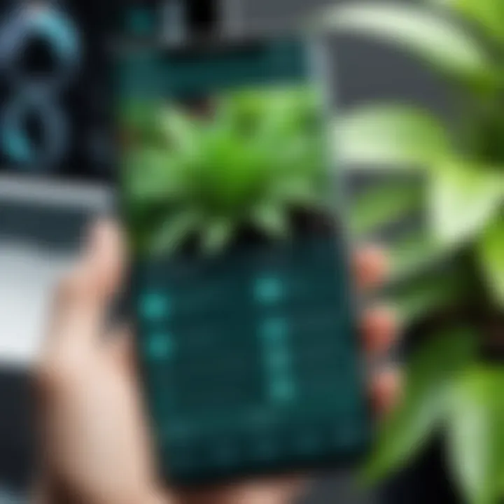 Close-up of a smartphone displaying a plant identification interface