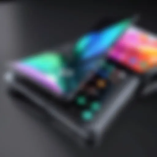 Close-up view of Galaxy Z Fold device showcasing its folding mechanism