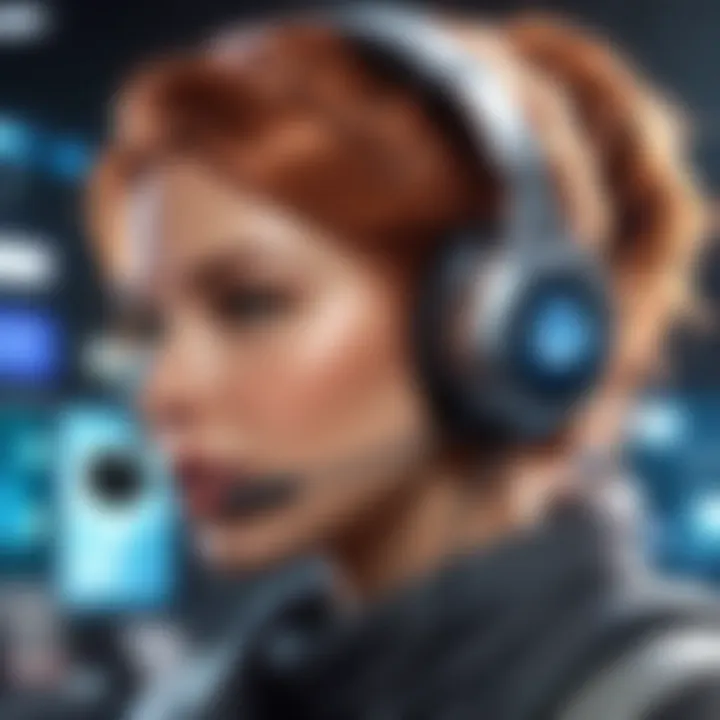 A futuristic depiction of voice communication technology in gaming