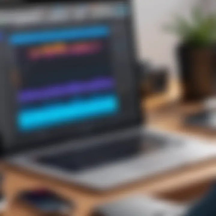 User engaging with audio tracks in GarageBand