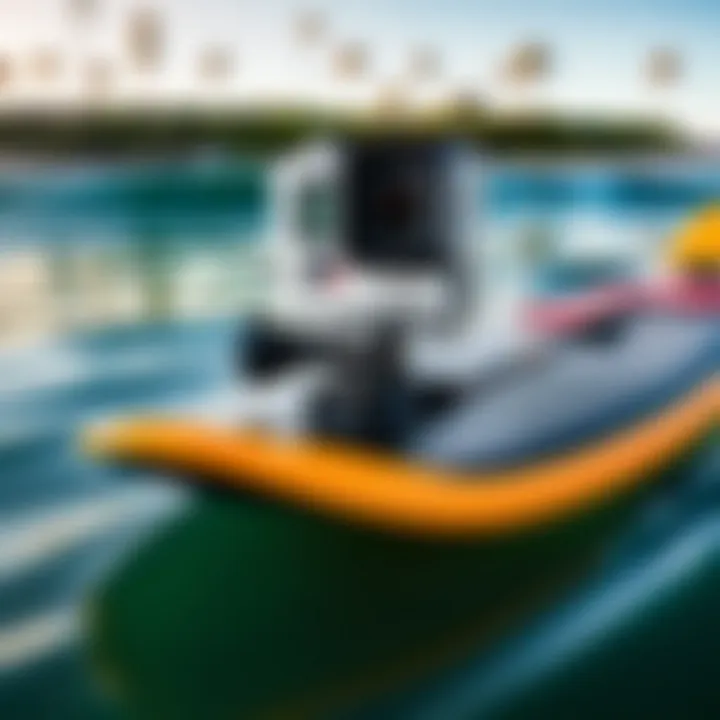 GoPro Shorty attached to a surfboard