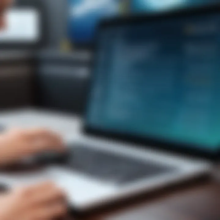 User navigating through application settings