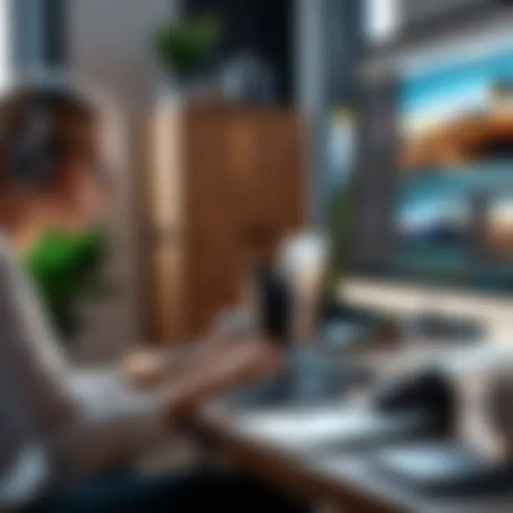 A creative workspace featuring advanced photo editing techniques