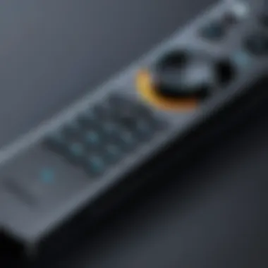 Close-up of an Amazon Fire Stick remote button layout