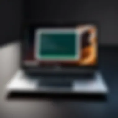Chromebook with Linux Terminal A sleek Chromebook displaying a Linux terminal interface