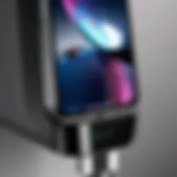 Close-up of iPhone XR charging port with a charger