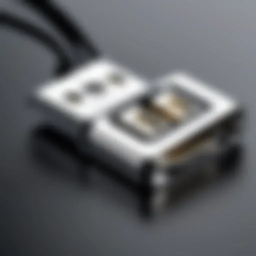 Close-up view of an iPhone USB port showcasing its intricate design