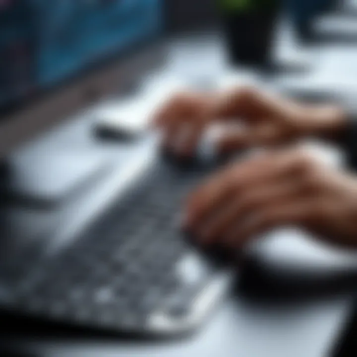 Diverse individuals engaged in focused typing sessions