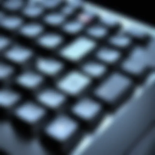 A close-up view of a keyboard showcasing the keys