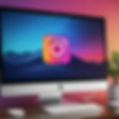 Instagram Login Page on Desktop Illustration of a desktop computer displaying the Instagram login page.