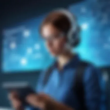 A person immersed in learning with digital tools