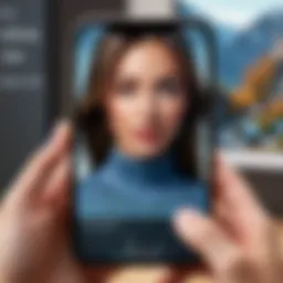 User interface showcasing Photoshop tools on iPhone