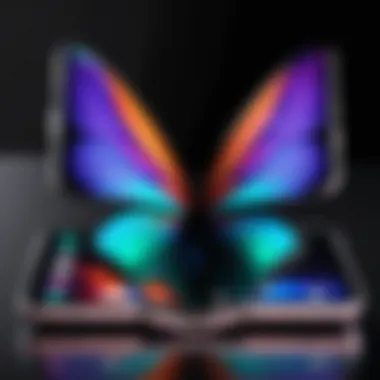 Close-up of the Samsung Galaxy Fold's display highlighting its vibrant colors and clarity