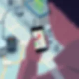 User interacting with GPS app on iPhone