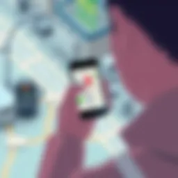 User interacting with GPS app on iPhone