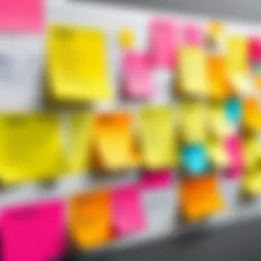 Sticky notes aiding in brainstorming sessions