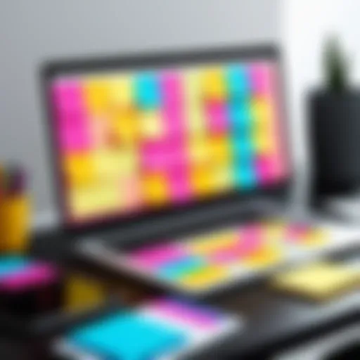 Colorful sticky notes arranged on a digital workspace